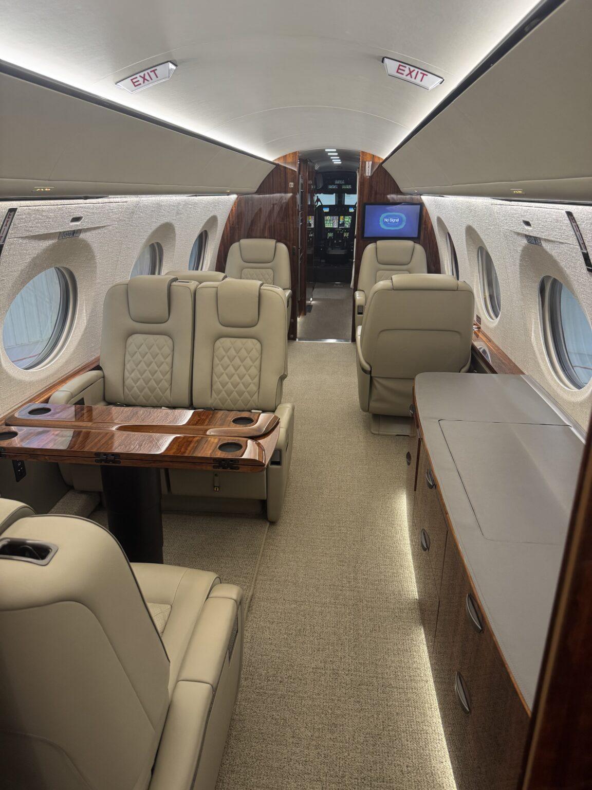 Private aircraft cabin interior